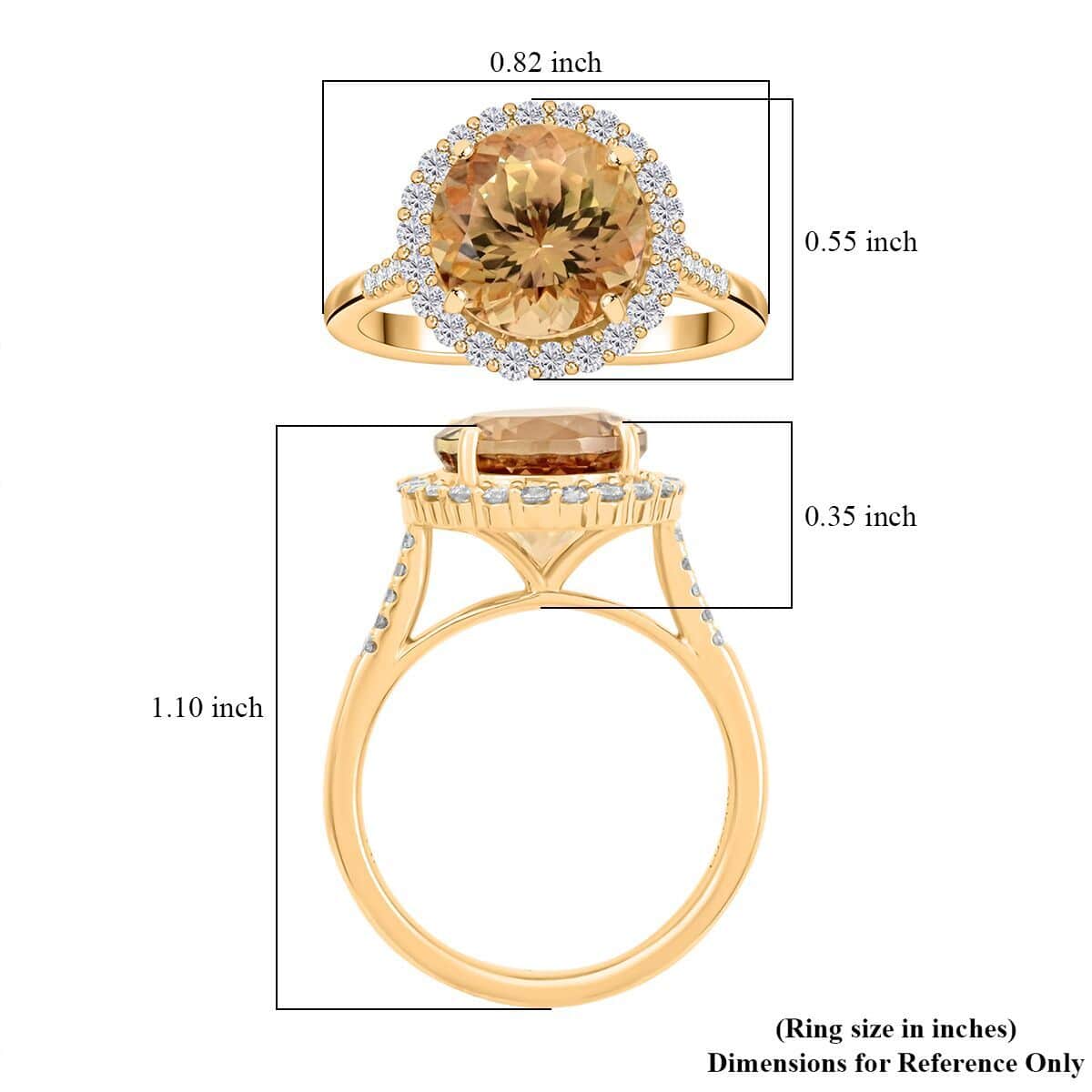 Certified & Appraised AAA Turkizite and I2 Diamond 5.25 ctw Halo Ring in 14K Yellow Gold (Size 6.0) 4.31 Grams image number 3