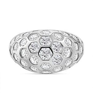 Simulated Diamond 8.09 ctw Ring in Rhodium Over Sterling Silver (Size 8)