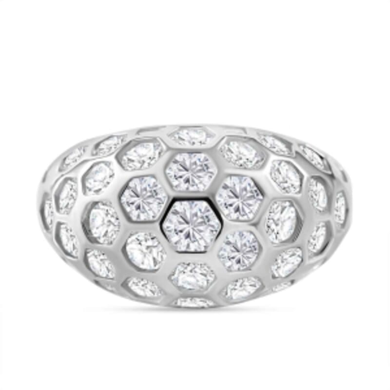 Simulated Diamond 8.09 ctw Ring in Rhodium Over Sterling Silver (Size 8)