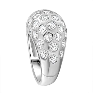 Simulated Diamond 8.09 ctw Ring in Rhodium Over Sterling Silver (Size 8)