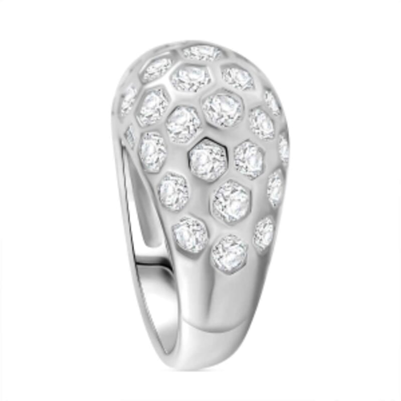 Simulated Diamond 8.09 ctw Ring in Rhodium Over Sterling Silver (Size 8)