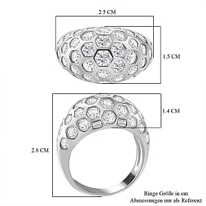 Simulated Diamond 8.09 ctw Ring in Rhodium Over Sterling Silver (Size 8)