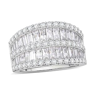 Simulated Diamond 6.95 ctw Ring in Rhodium Over Sterling Silver (Size 6.5)