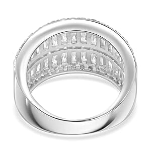 Simulated Diamond 6.95 ctw Ring in Rhodium Over Sterling Silver (Size 6.5)
