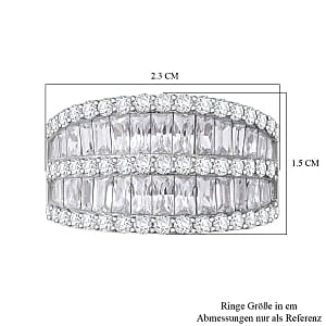 Simulated Diamond 6.95 ctw Ring in Rhodium Over Sterling Silver (Size 6.5)