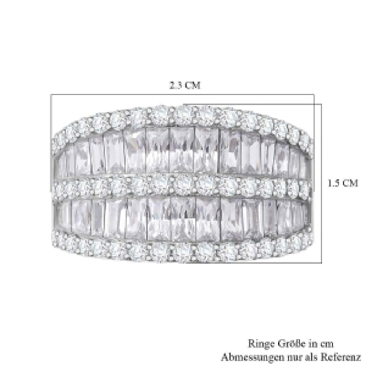 Simulated Diamond 6.95 ctw Ring in Rhodium Over Sterling Silver (Size 6.5) image number 5