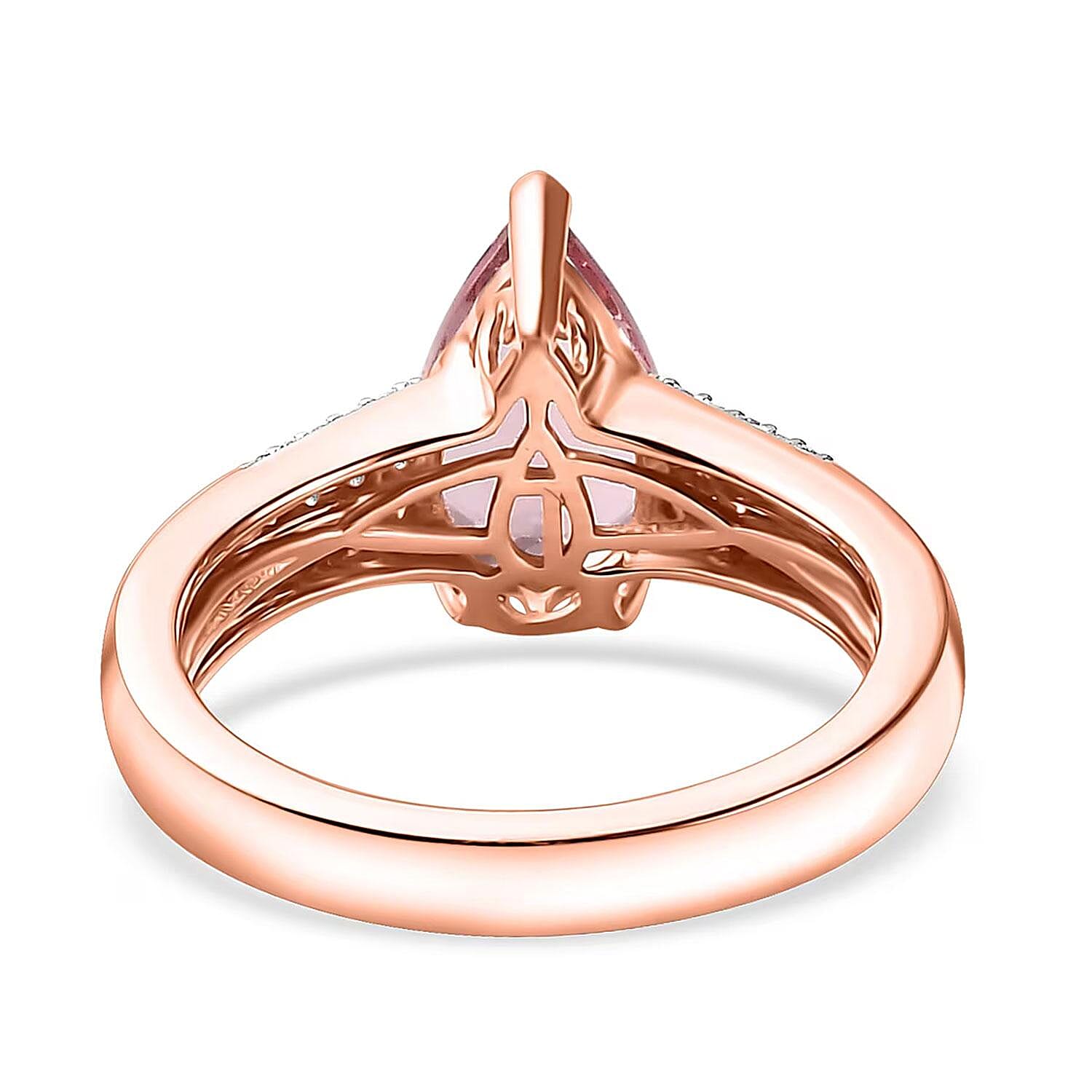Luxoro AAA Pink Morganite, Paraiba Tourmaline and G-H I2 Diamond 2.10 ctw Ring in 14K Rose Gold (Size 7.0) 4.25 Grams