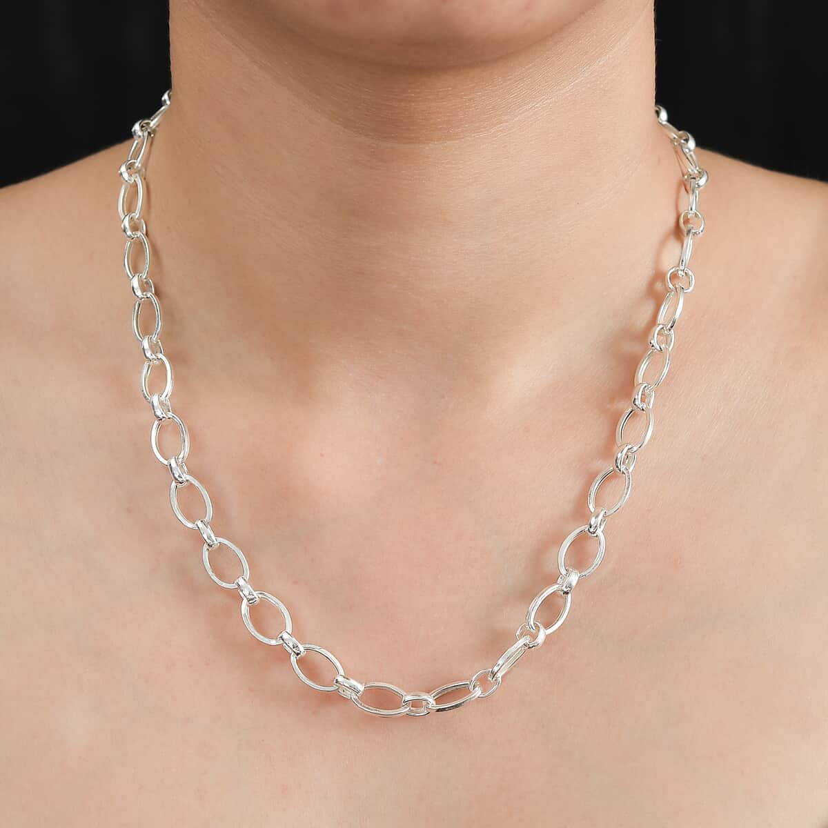 Artisan Crafted Sterling Silver Link Necklace 18 Inches 13.60 Grams image number 2