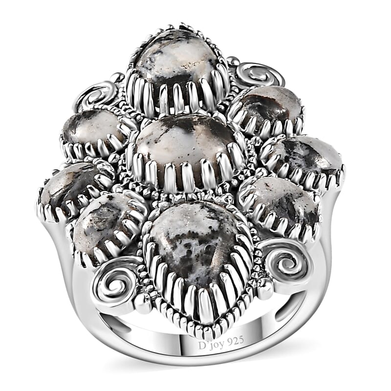 Artisan Crafted White Buffalo 8.10 ctw Ring in Sterling Silver (Size 6.0)