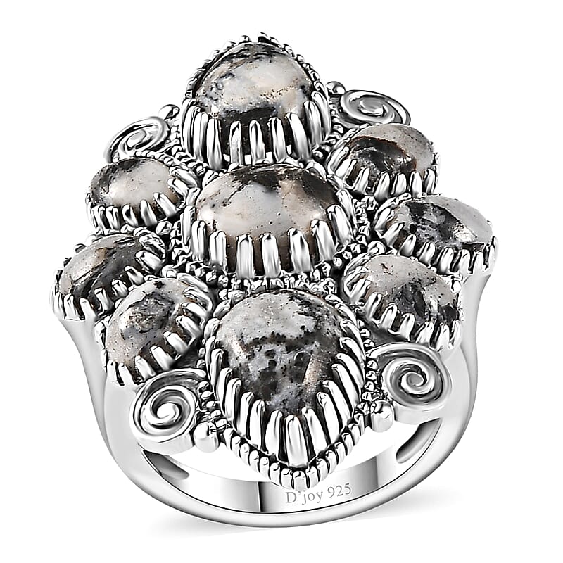 Artisan Crafted White Buffalo 8.10 ctw Ring in Sterling Silver (Size 9.0)