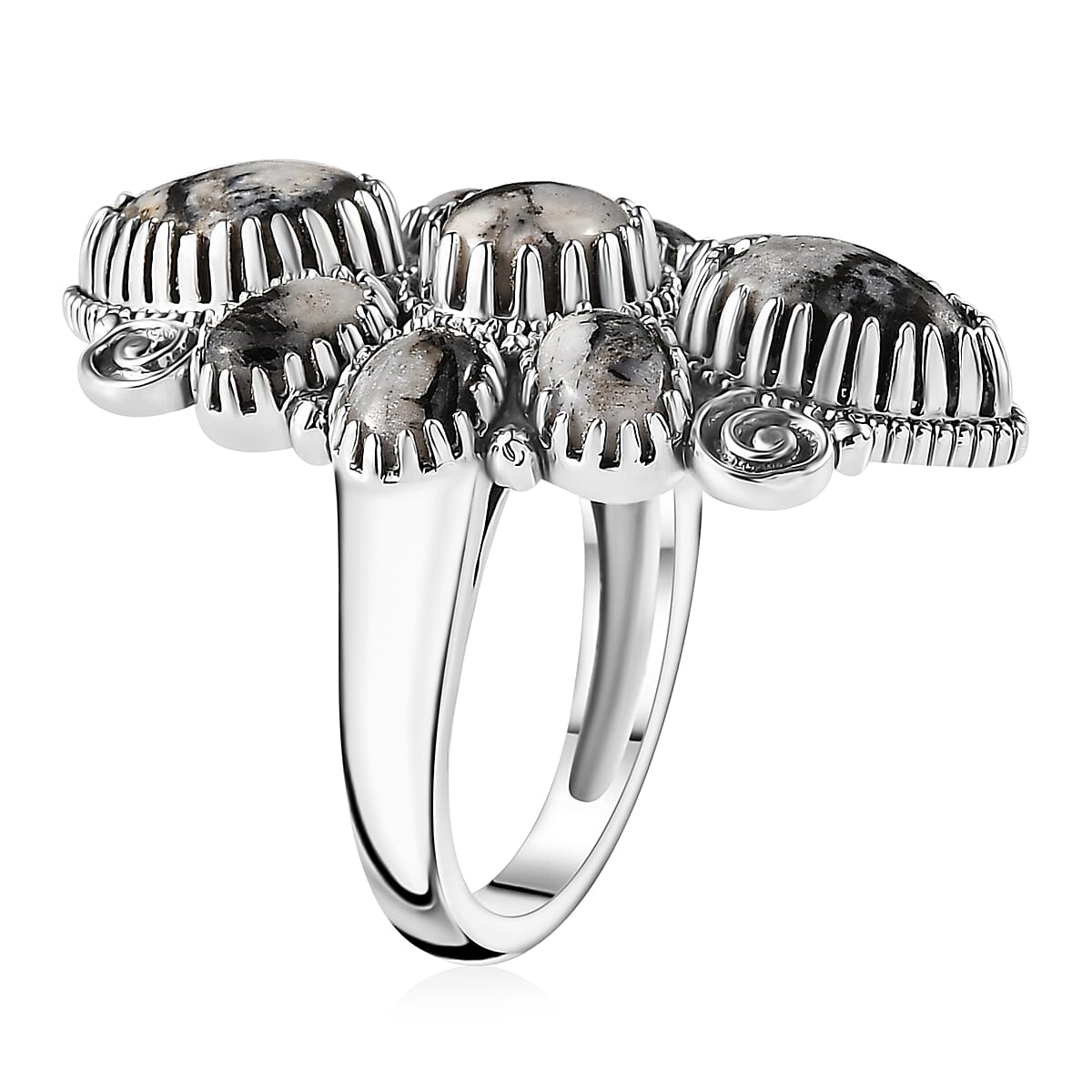Artisan Crafted White Buffalo 8.10 ctw Ring in Sterling Silver (Size 9.0)