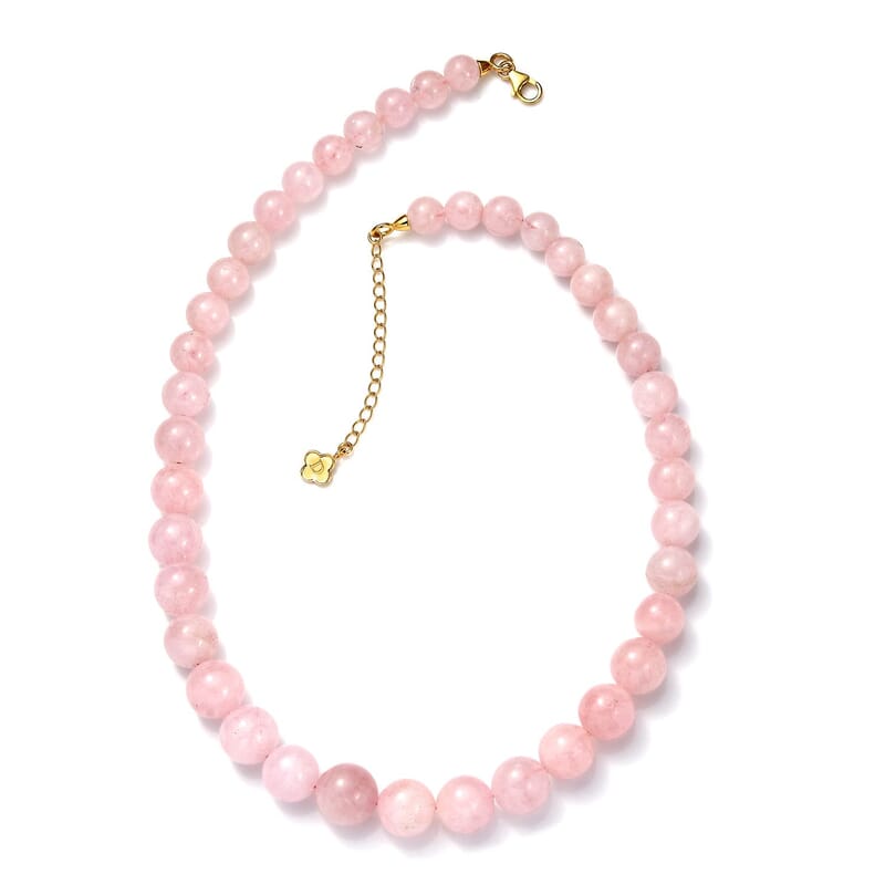 D'Joy Pink Morganite 360.00 ctw Beaded Necklace in 18K Vermeil Yellow Gold Over Sterling Silver 18 Inches