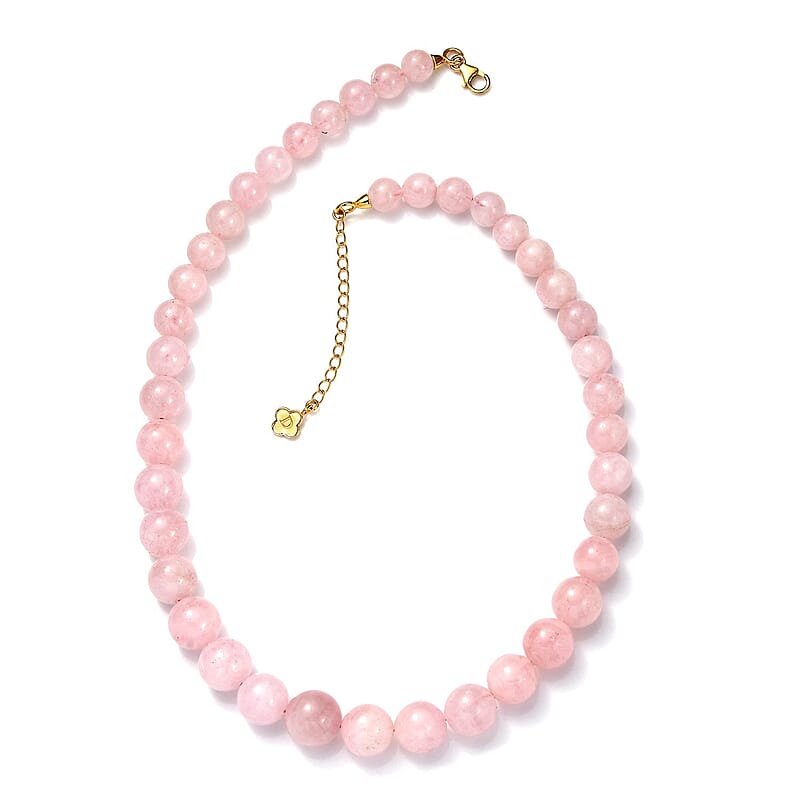 D'Joy Pink Morganite 360.00 ctw Beaded Necklace in 18K Vermeil Yellow Gold Over Sterling Silver 18 Inches