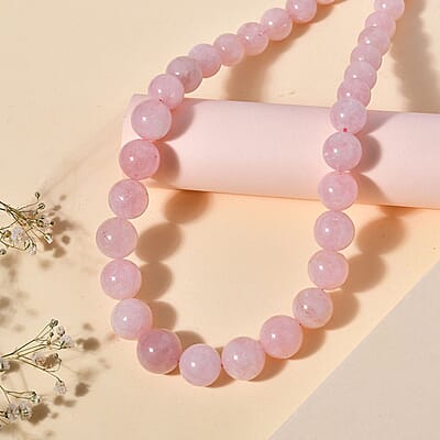 D'Joy Pink Morganite 360.00 ctw Beaded Necklace in 18K Vermeil Yellow Gold Over Sterling Silver 18 Inches