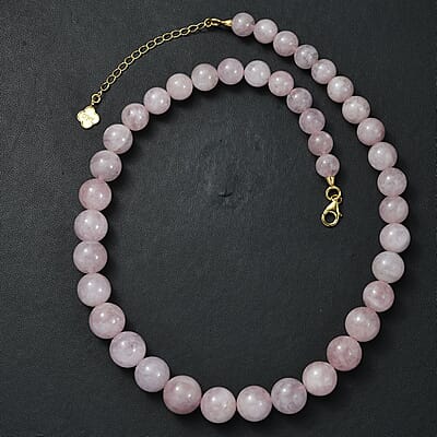 D'Joy Pink Morganite 360.00 ctw Beaded Necklace in 18K Vermeil Yellow Gold Over Sterling Silver 18 Inches