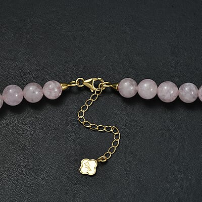 D'Joy Pink Morganite 360.00 ctw Beaded Necklace in 18K Vermeil Yellow Gold Over Sterling Silver 18 Inches