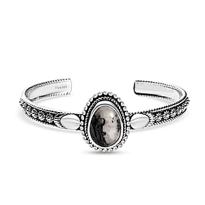 D'Joy Artisan Crafted White Buffalo 10.30 ctw Cuff Bracelet in Sterling Silver (7.25 In)