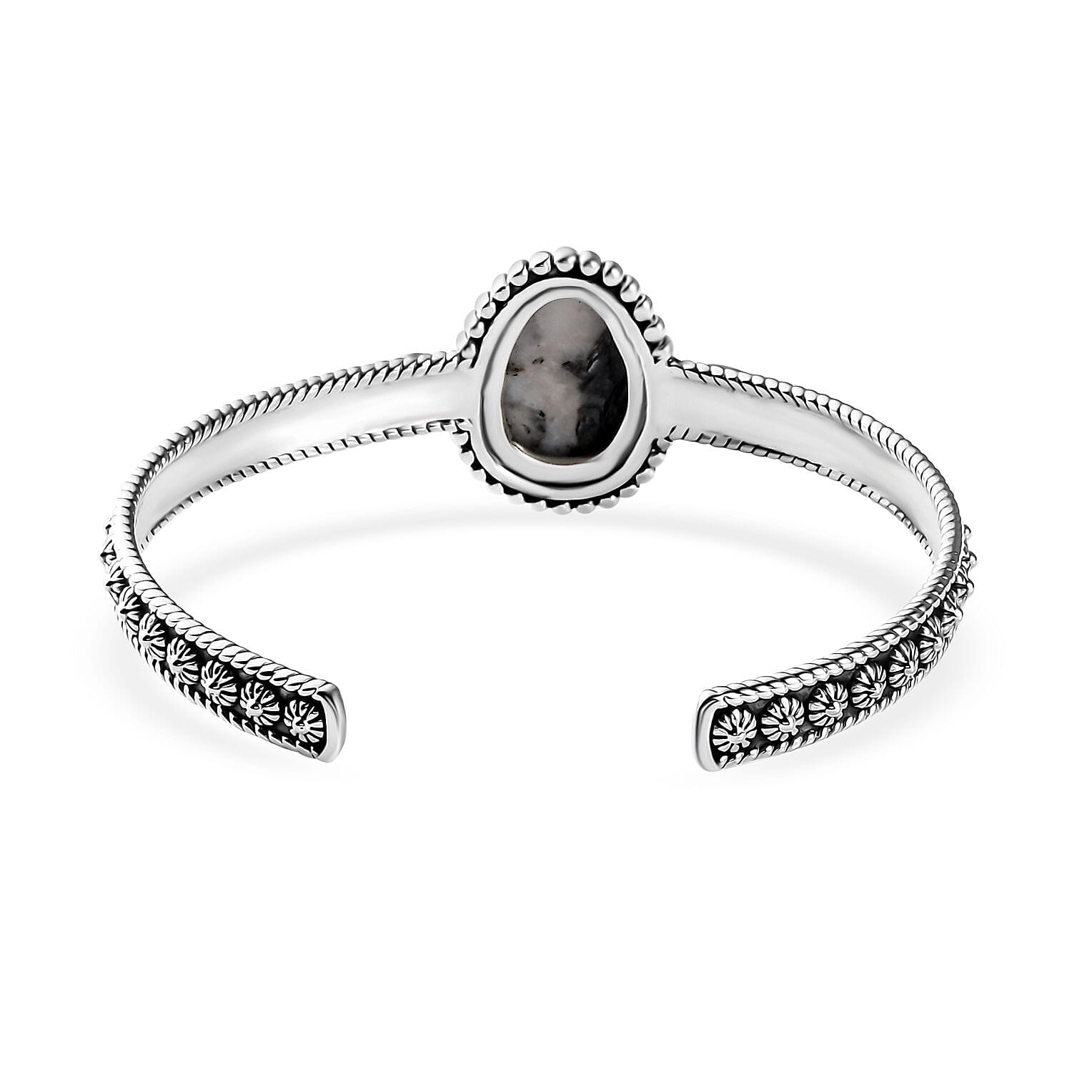 D'Joy Artisan Crafted White Buffalo 10.30 ctw Cuff Bracelet in Sterling Silver (7.25 In)