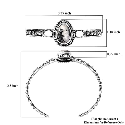 D'Joy Artisan Crafted White Buffalo 10.30 ctw Cuff Bracelet in Sterling Silver (7.25 In)