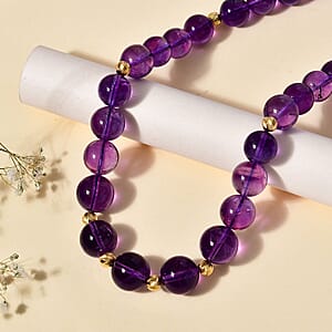 African Amethyst 380.00 ctw Beaded Necklace in 18K Vermeil Yellow Gold Over Sterling Silver 18-20 Inches