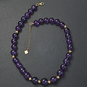 African Amethyst 380.00 ctw Beaded Necklace in 18K Vermeil Yellow Gold Over Sterling Silver 18-20 Inches