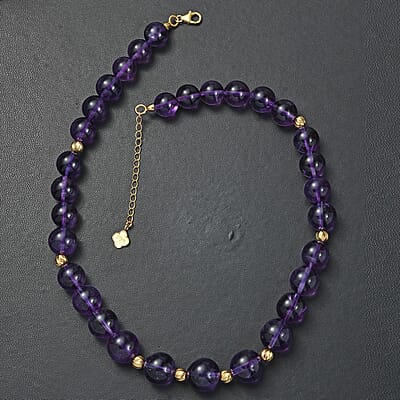 African Amethyst 380.00 ctw Beaded Necklace in 18K Vermeil Yellow Gold Over Sterling Silver 18-20 Inches