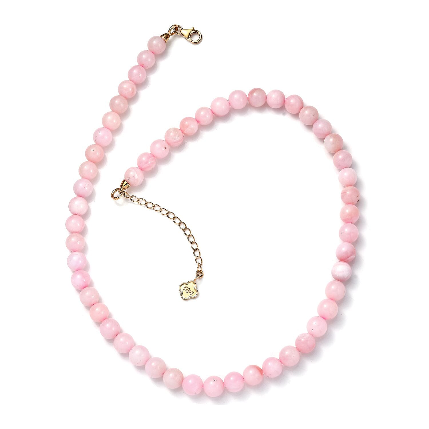 Pink Opal Beaded Graduated 160.00 ctw Necklace 18-20 Inches in 18K Vermeil Yellow Gold Over Sterling Silver