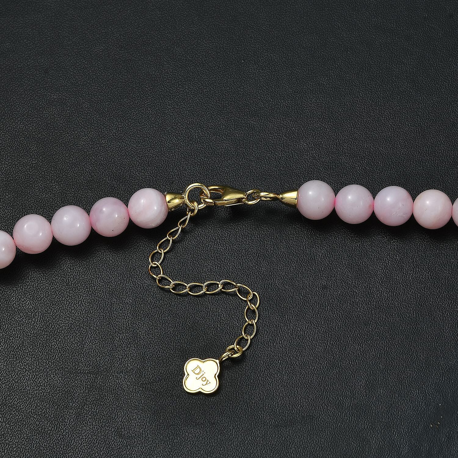 Pink Opal Beaded Graduated 160.00 ctw Necklace 18-20 Inches in 18K Vermeil Yellow Gold Over Sterling Silver 