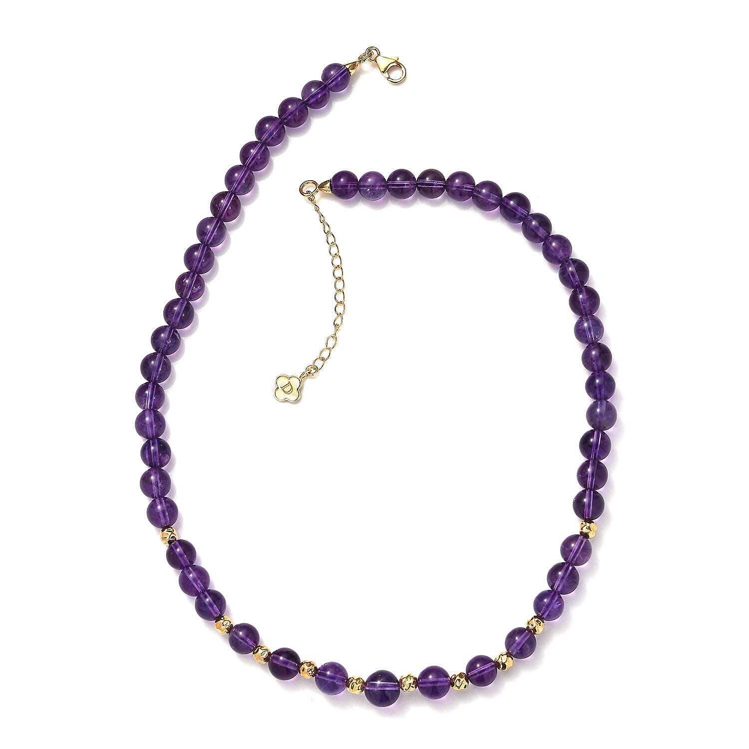 African Amethyst  Beads Necklace (Size - 18) in 18K YG Vermeil Sterling Silver 175.00 ctw