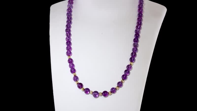 African Amethyst  Beads Necklace (Size - 18) in 18K YG Vermeil Sterling Silver 175.00 ctw