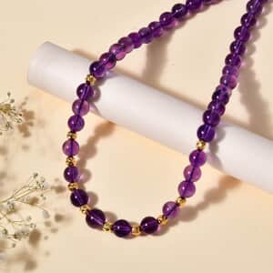 African Amethyst  Beads Necklace (Size - 18) in 18K YG Vermeil Sterling Silver 175.00 ctw