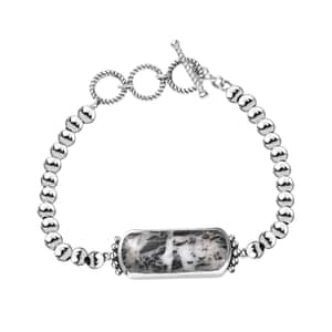 Artisan Crafted White Buffalo 23.85 ctw Toggle Clasp Bracelet in Sterling Silver (6.50-8.0In)