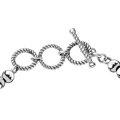 Artisan Crafted White Buffalo 23.85 ctw Toggle Clasp Bracelet in Sterling Silver (6.50-8.0In)
