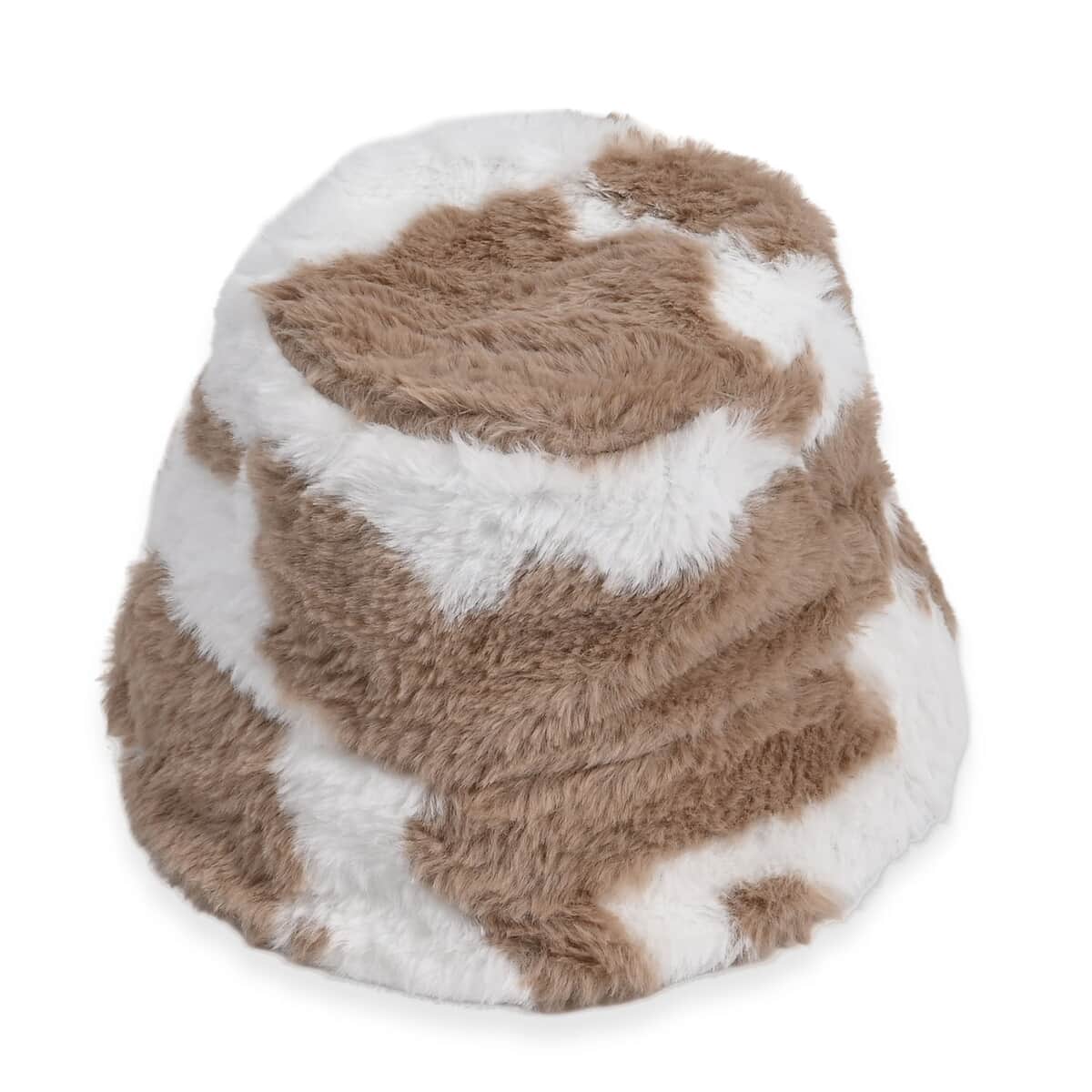 Set of 2 Beige Printed Faux Fur Bucket Hats image number 1