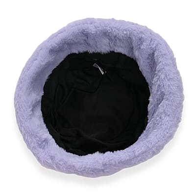 Set of 2 Purple Cheetah Printed Faux Fur Bucket Hats - One Size Fits Most