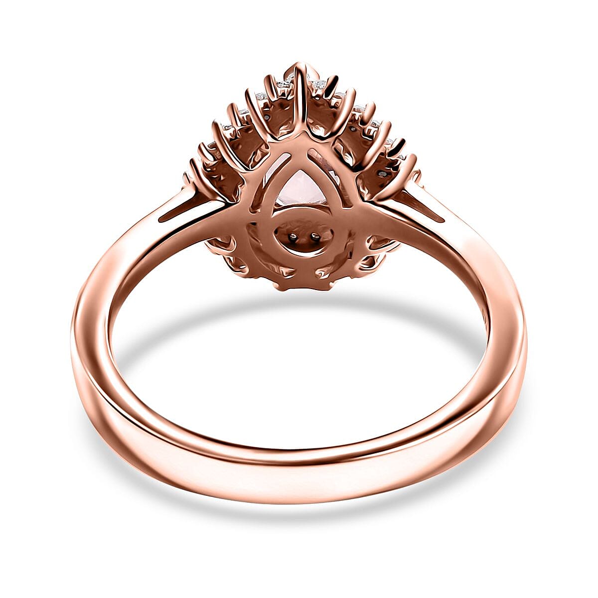 Premium Pink Morganite, Natural Champagne and White Diamond Double Halo Ring in 18K Vermeil Rose Gold Over Sterling Silver (Size 10.0) 1.00 ctw