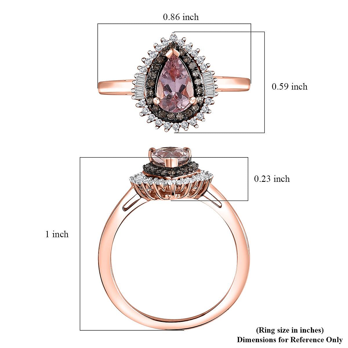 Premium Pink Morganite, Natural Champagne and White Diamond Double Halo Ring in 18K Vermeil Rose Gold Over Sterling Silver (Size 10.0) 1.00 ctw