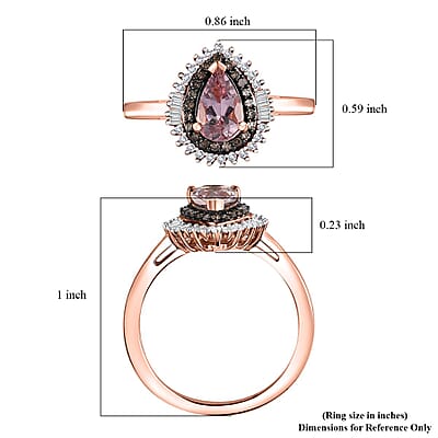 Premium Pink Morganite, Natural Champagne and White Diamond Double Halo Ring in 18K Vermeil Rose Gold Over Sterling Silver (Size 10.0) 1.00 ctw