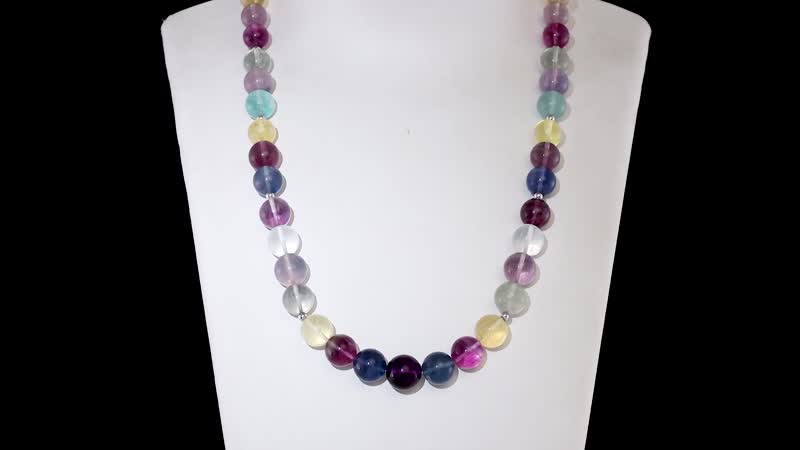 Multi Fluorite 380.00 ctw Beaded Necklace in Rhodium Over Sterling Silver 18 Inches