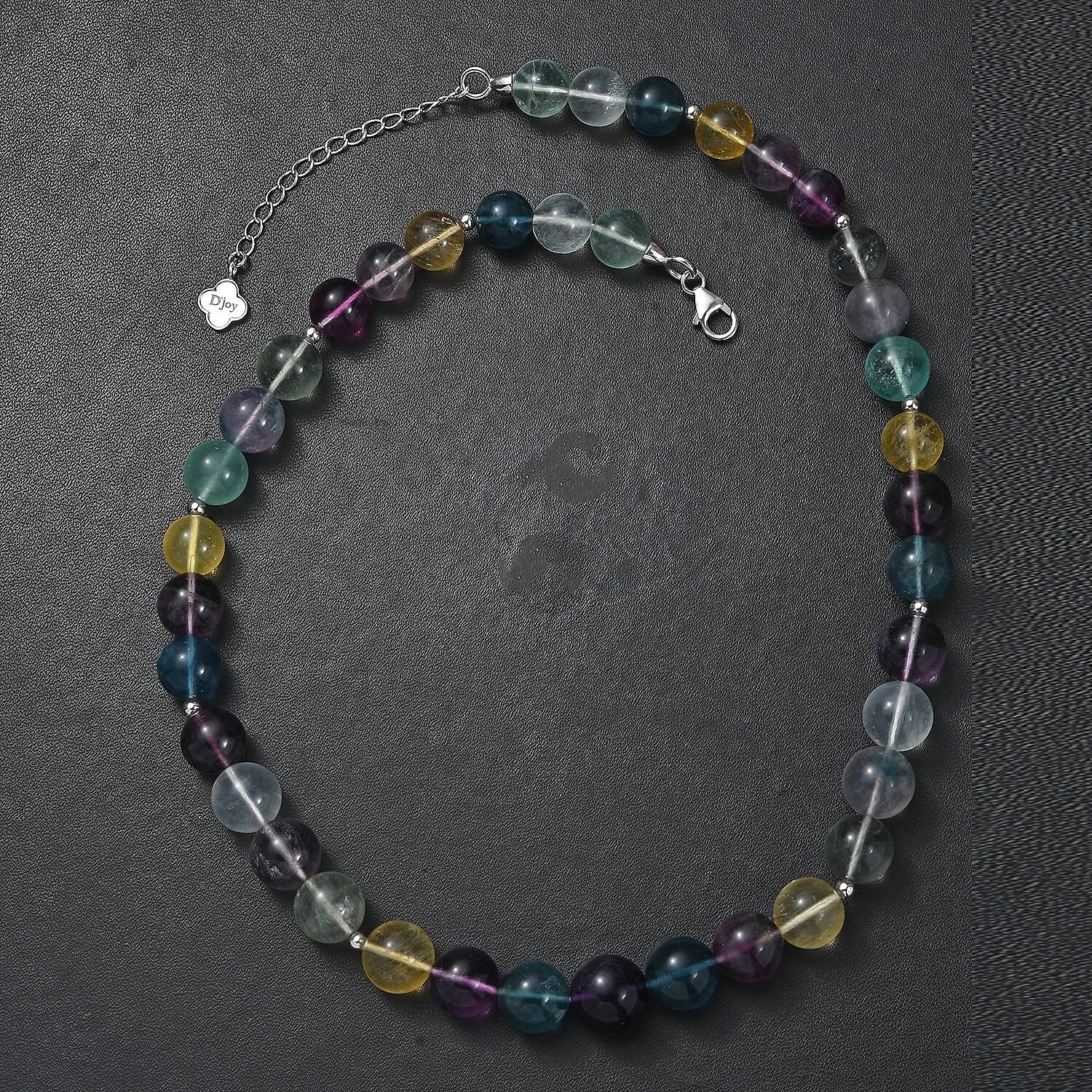 Multi Fluorite 380.00 ctw Beaded Necklace in Rhodium Over Sterling Silver 18 Inches