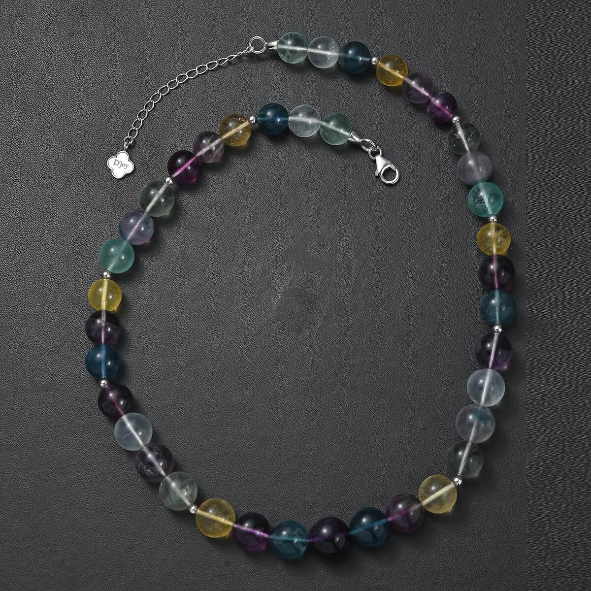 Multi Fluorite  Beads Necklace (Size - 18) in rhodium Sterling Silver 380.00 ctw image number 1