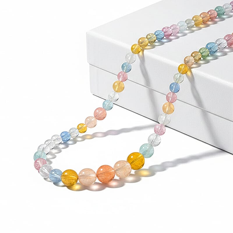 Certified & Appraised Luxoro AAA Multi Beryl 125.00 ctw Beaded Graduated Necklace in 14K Yellow Gold 18-20 Inches