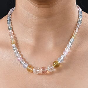  Luxoro AAA Multi Beryl 125.00 ctw Beaded Graduated Necklace in 14K Yellow Gold 18-20 Inches