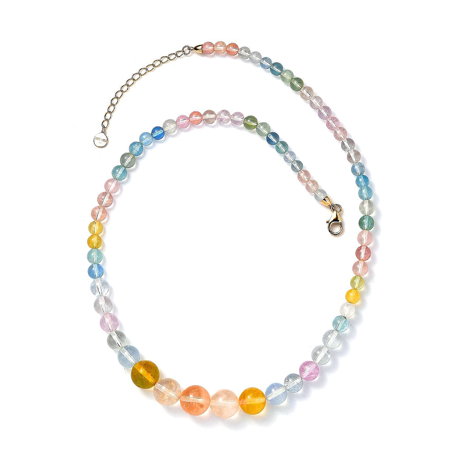 Luxoro AAA Multi Beryl 125.00 ctw Beaded Graduated Necklace in 14K Yellow Gold 18-20 Inches