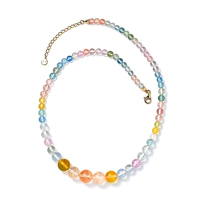 Certified & Appraised Luxoro AAA Multi Beryl 125.00 ctw Beaded Graduated Necklace in 14K Yellow Gold 18-20 Inches