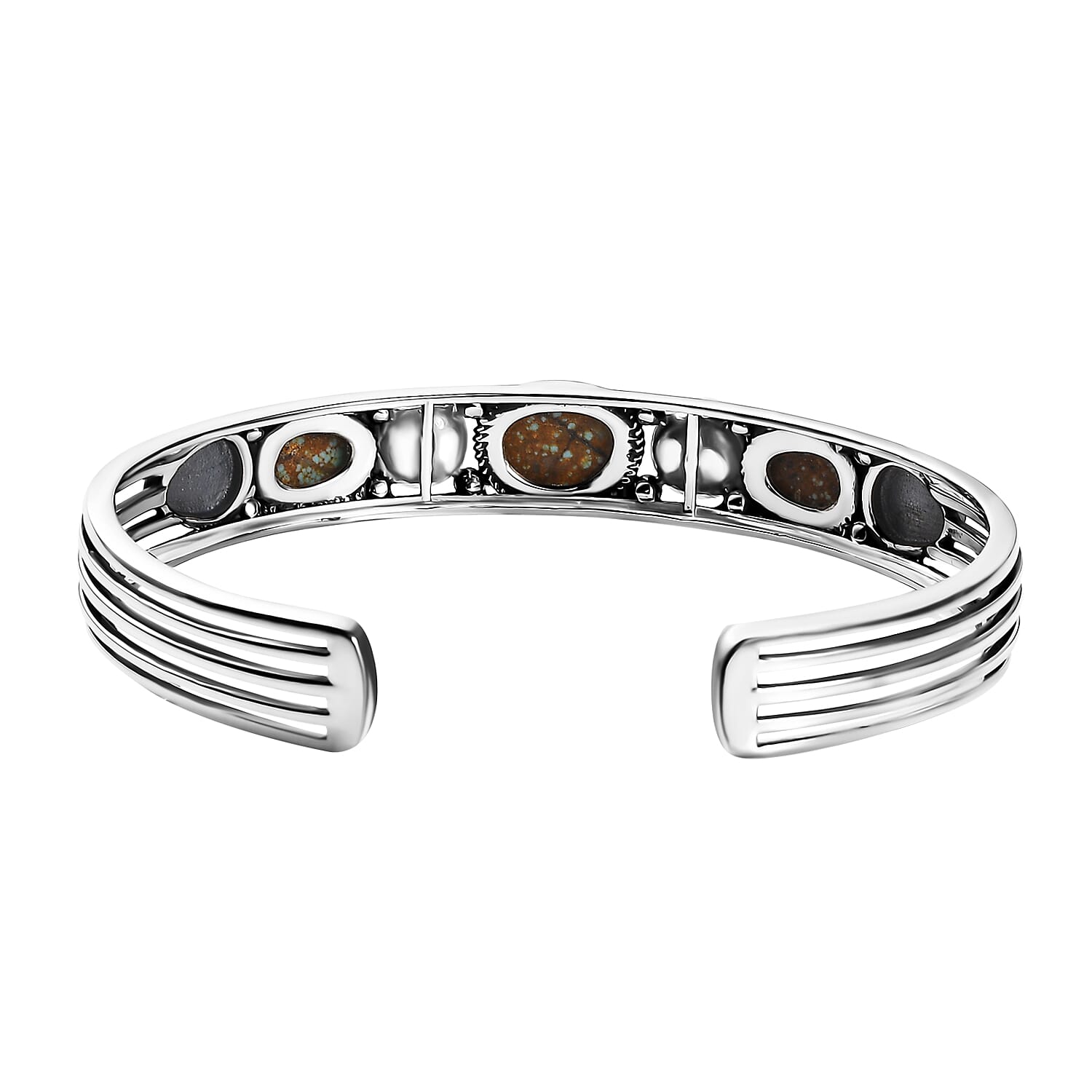 D'Joy Artisan Crafted Blue Horizon Turquoise 5.40 ctw and White Pearl Cuff Bracelet in Sterling Silver (7.25 In)