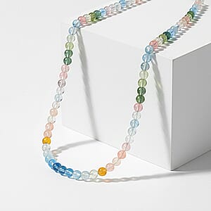 Certified & Appraised Luxoro Premium Multi Beryl 90.00 ctw Beaded Graduated Necklace in 14K Yellow Gold 18-20 Inches