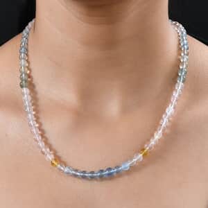 Certified & Appraised Luxoro Premium Multi Beryl 90.00 ctw Beaded Graduation Necklace in 14K Yellow Gold 18-20 Inches