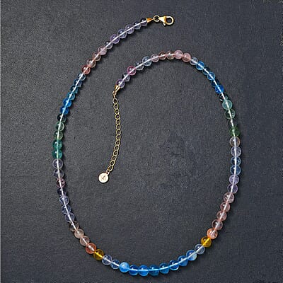 Certified & Appraised Luxoro Premium Multi Beryl 90.00 ctw Beaded Graduated Necklace in 14K Yellow Gold 18-20 Inches