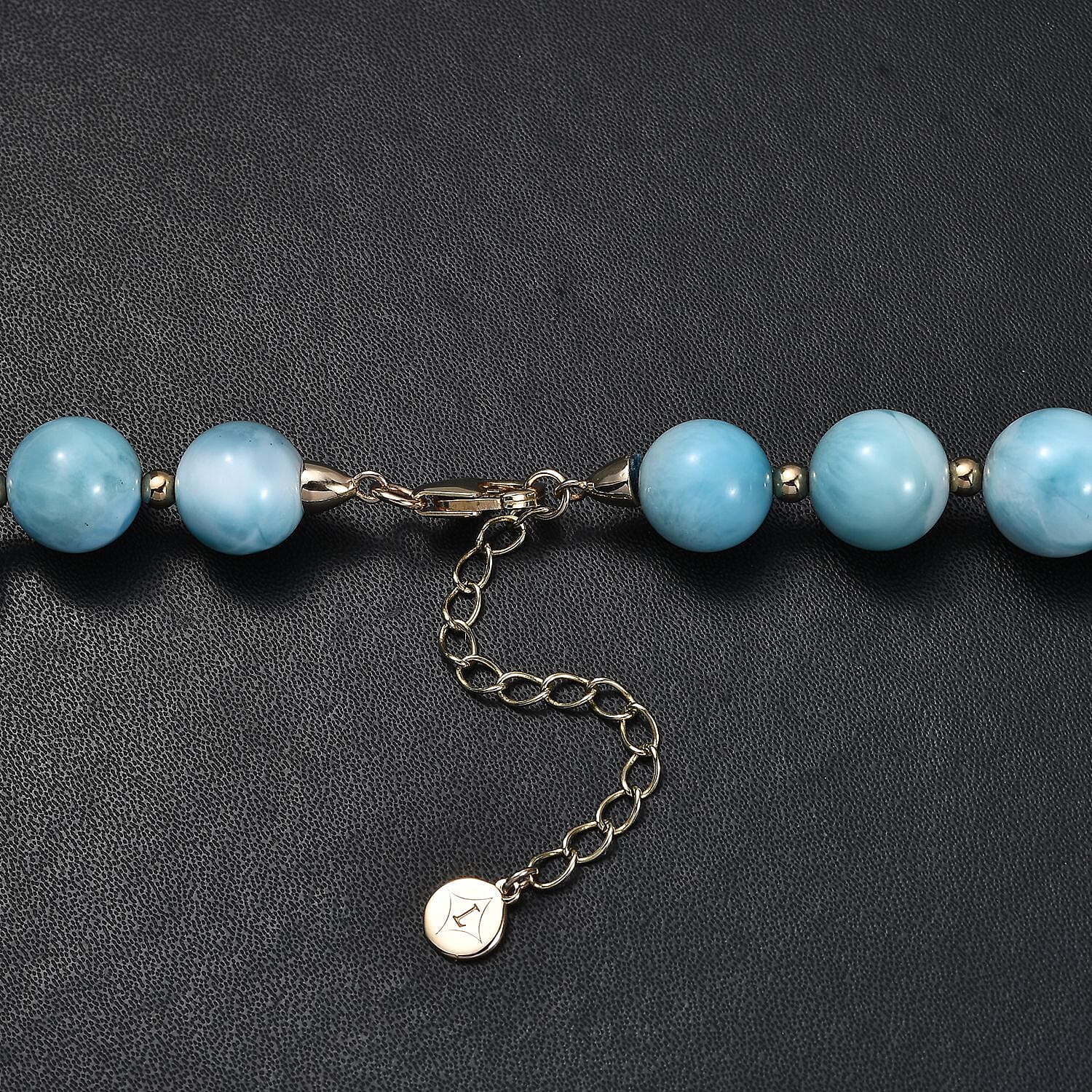 Luxoro 14K Yellow Gold Premium Larimar 330.00 ctw Beaded Graduation Necklace 18-20 Inches